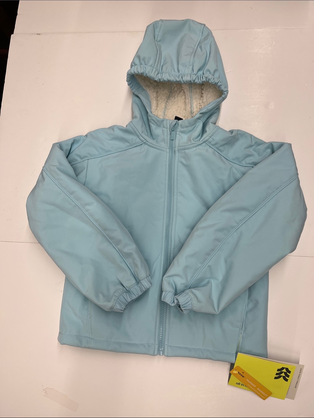 NEW All in Motion Girls Light Blue Hooded Soft Shell Fleece Jacket